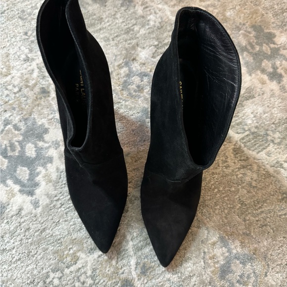 AUTHENTIC SAINT LAURENT SUEDE ANKLE HEELS BOOTS BLACK - Picture 6 of 10